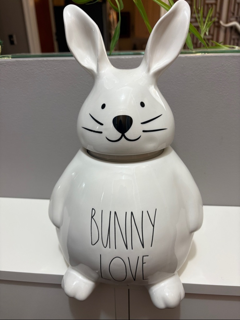 Rae Dunn Bunny Rabbit Canister White Ceramic Cookie Jar Bunny Love